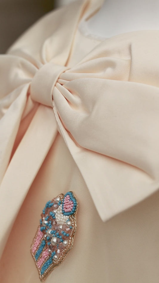 Paris Dreams – Cream Bow Dress