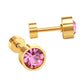 Pink Solitaire gold earrings – main product shot on white by Twisty Locks
